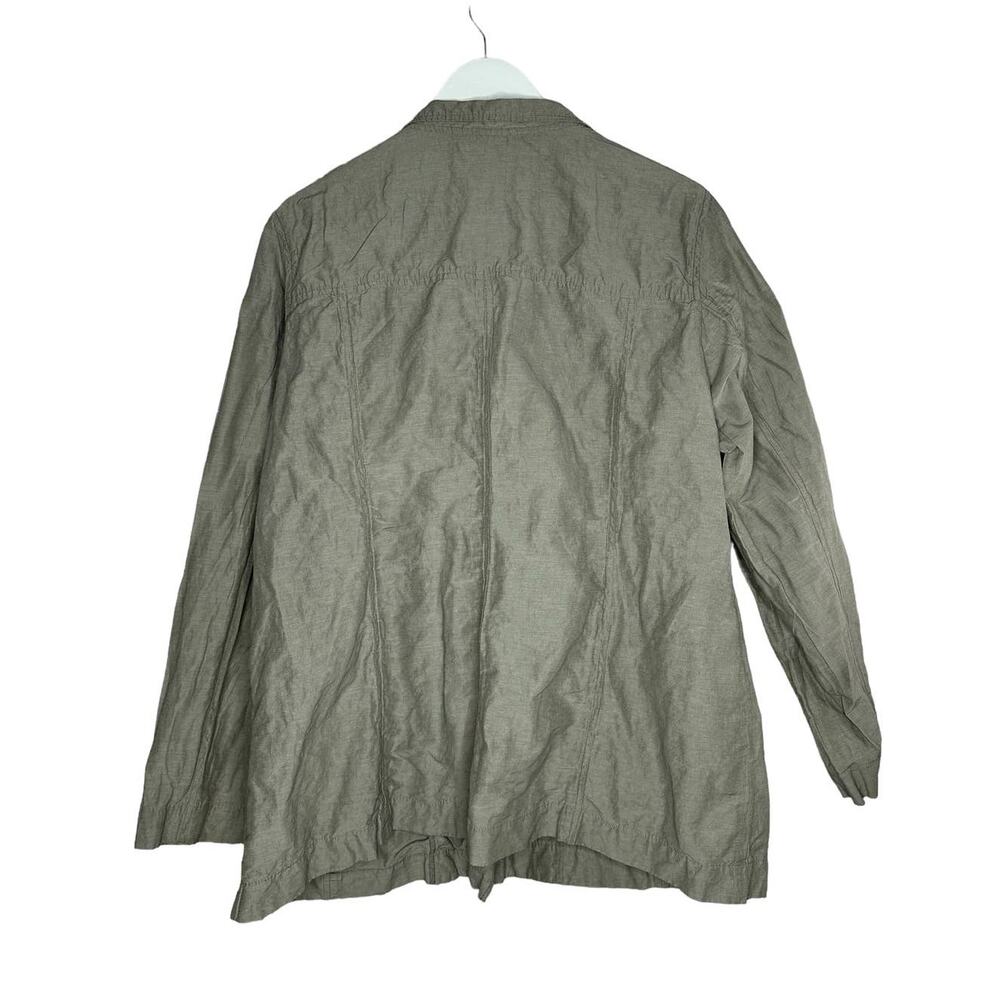 Eileen Fisher Beige Metallic Rumpled Cotton Blend Lightweight Jacket Size 1X - Picture 9 of 11
